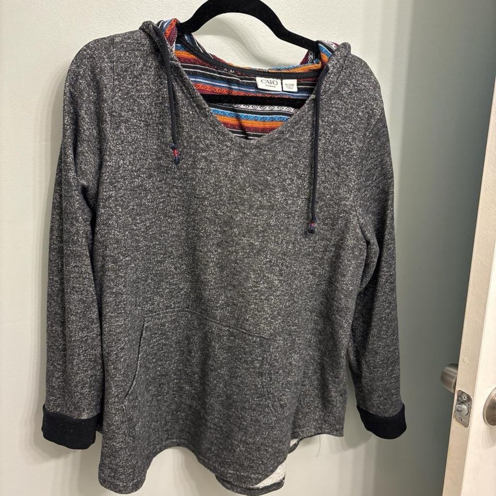 Cato Gray Hoodie with Multicolor Stripes
